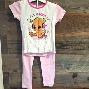 Marvel "Get Your Groot on Marvel Pink and White Pajama Sets with Cartoon 10 D